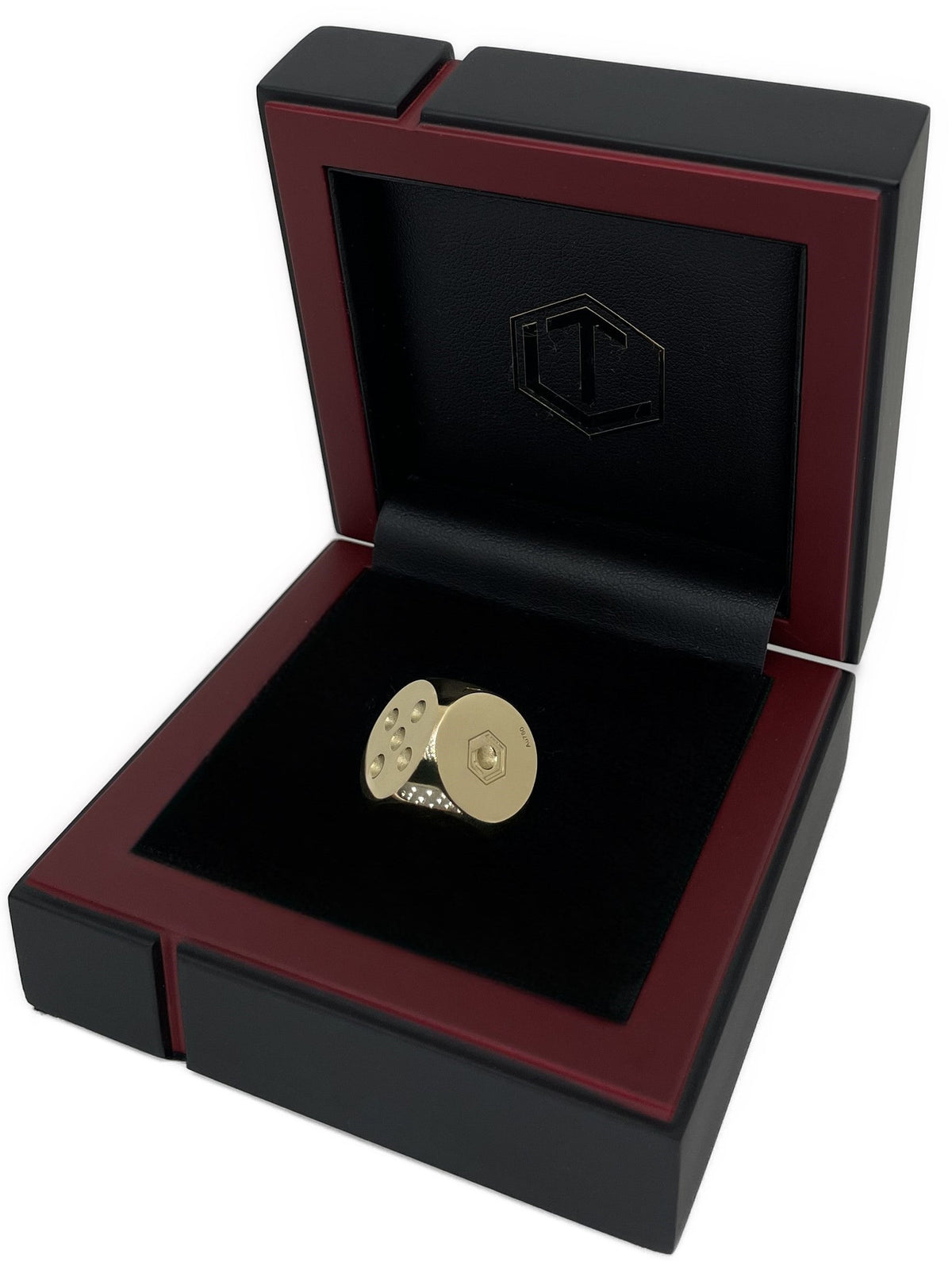 18k gold dice 16mm in case 