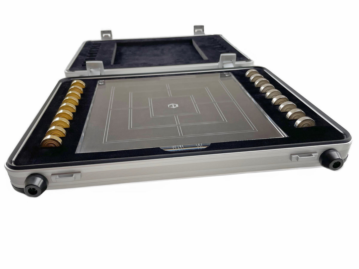 Board Game Nine Mens Morris Silver 18-Karat Gold-Plated - Mühlespiel Gold Silber im Koffer