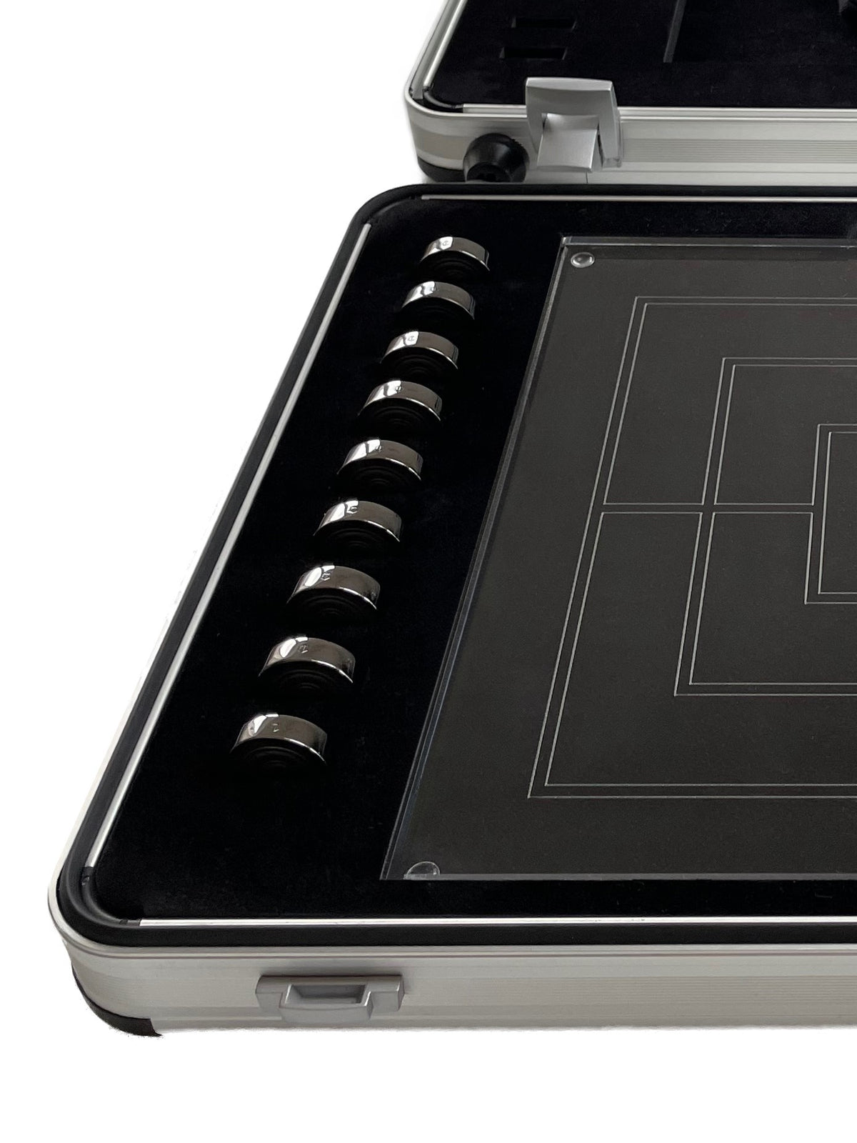 Board Game Nine Mens Morris Silver Black Rhodium-Plated - Mühlespiel schwarze Spielsteine