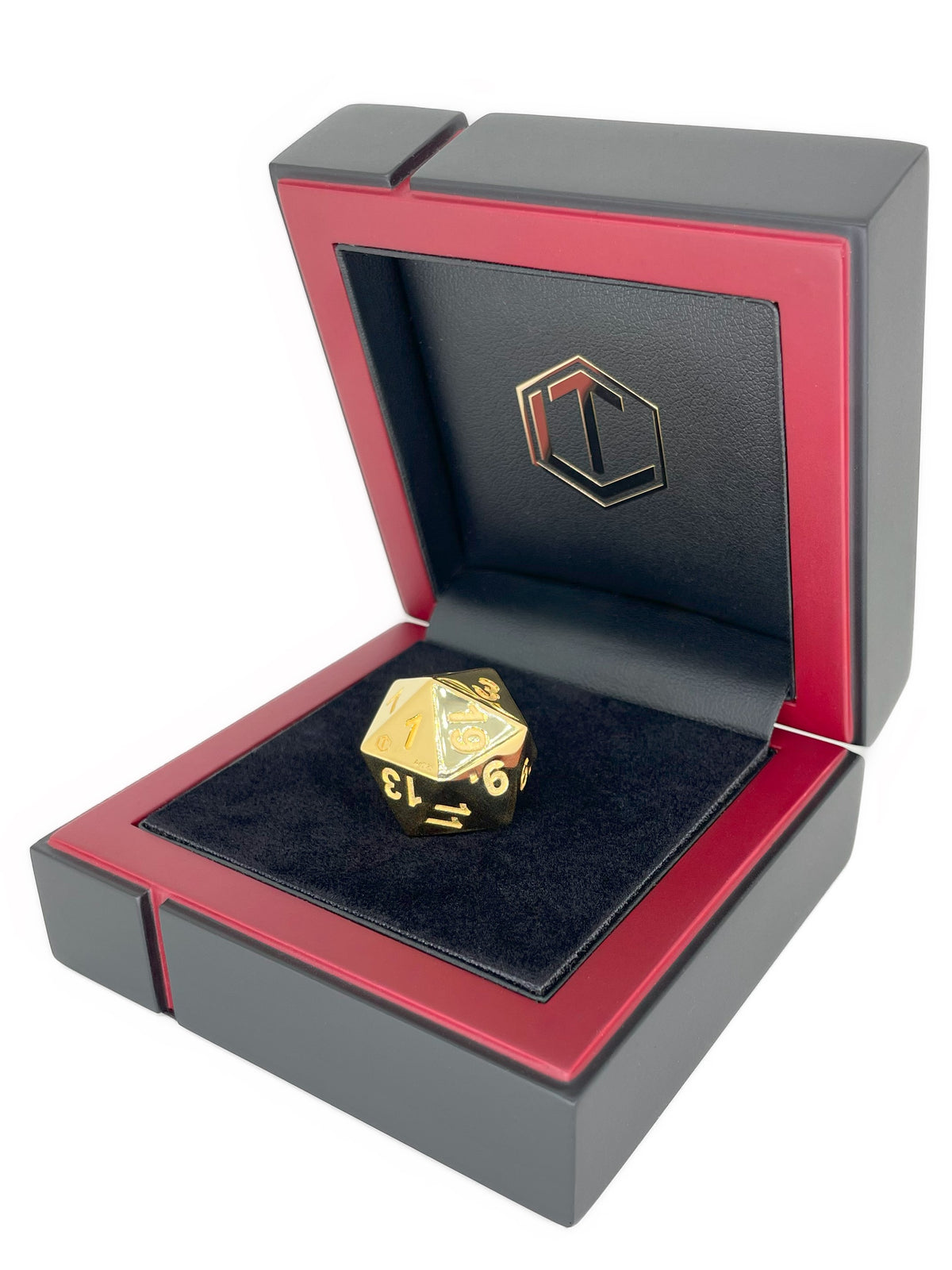 D20 Dice Sterling Silver 18-karat gold-plated in case - D20 Goldwürfel im Etui