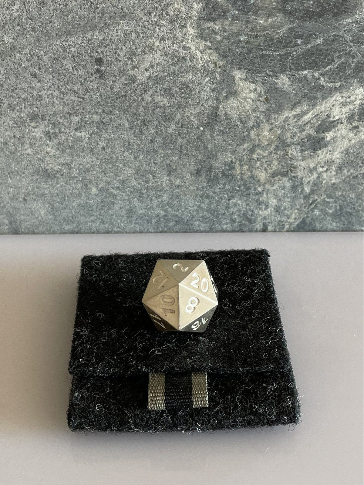 D20 Dice brushed on felt case no20
