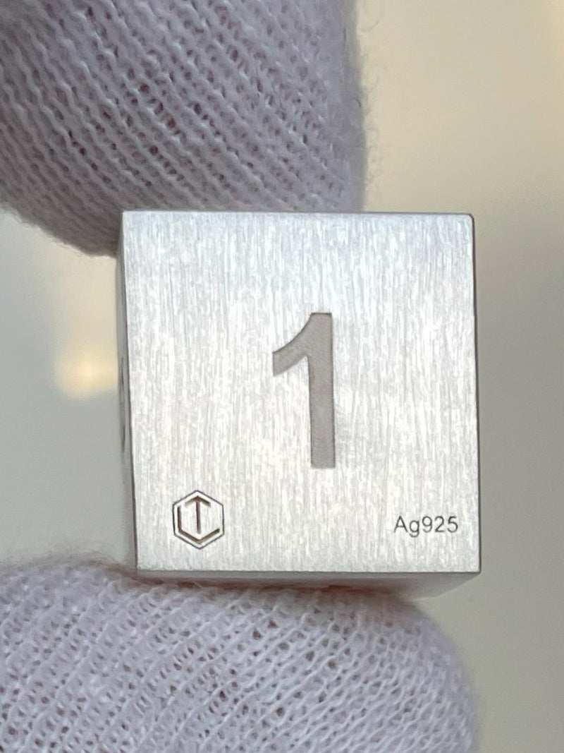 D6 Silver Dice in Fingers - D6 Silberwürfel zwischen Fingern