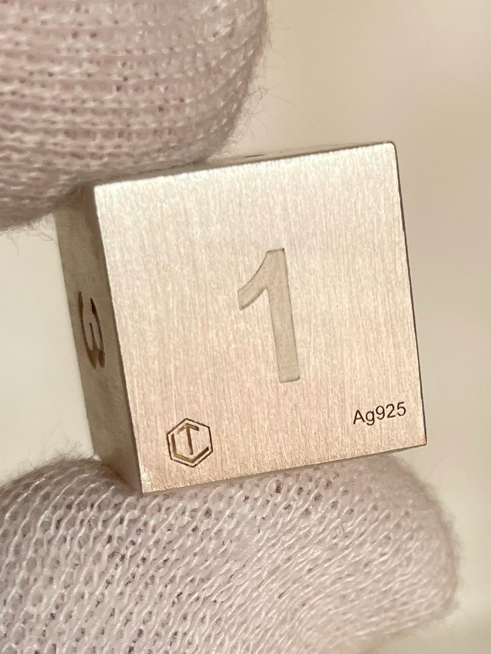 D6 Silver Dice in Hand - D6 Silberwürfel in der Hand