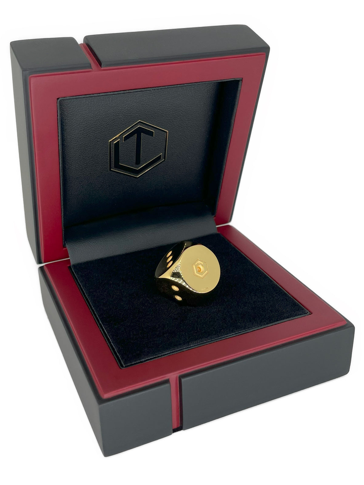 Dice 18-Karat Gold-Plated No 1 polished_in Case right - Goldwürfel im Etui