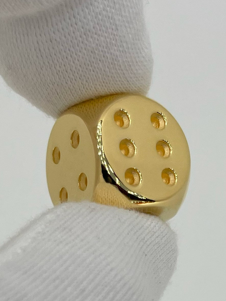 Dice 18-Karat Gold-Plated in two fingers No 6 polished - Goldwürfel