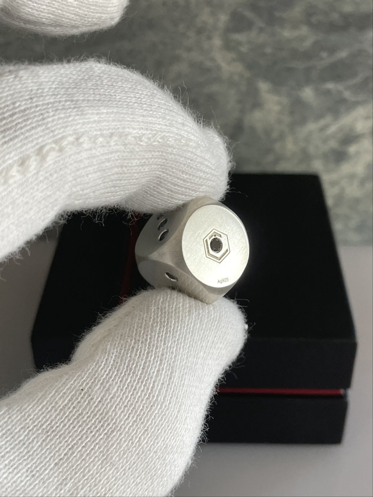 Silver Dice with Diamonds 