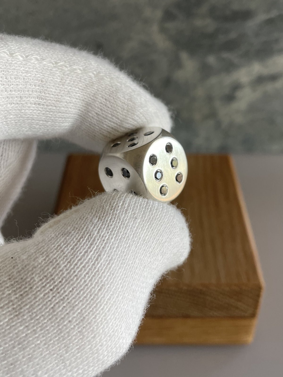 Silver Dice with Diamonds 