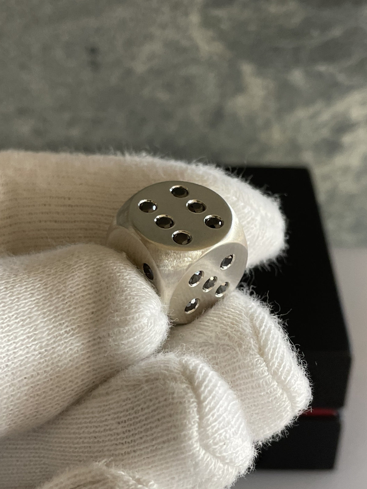 Silver Dice with Diamonds 