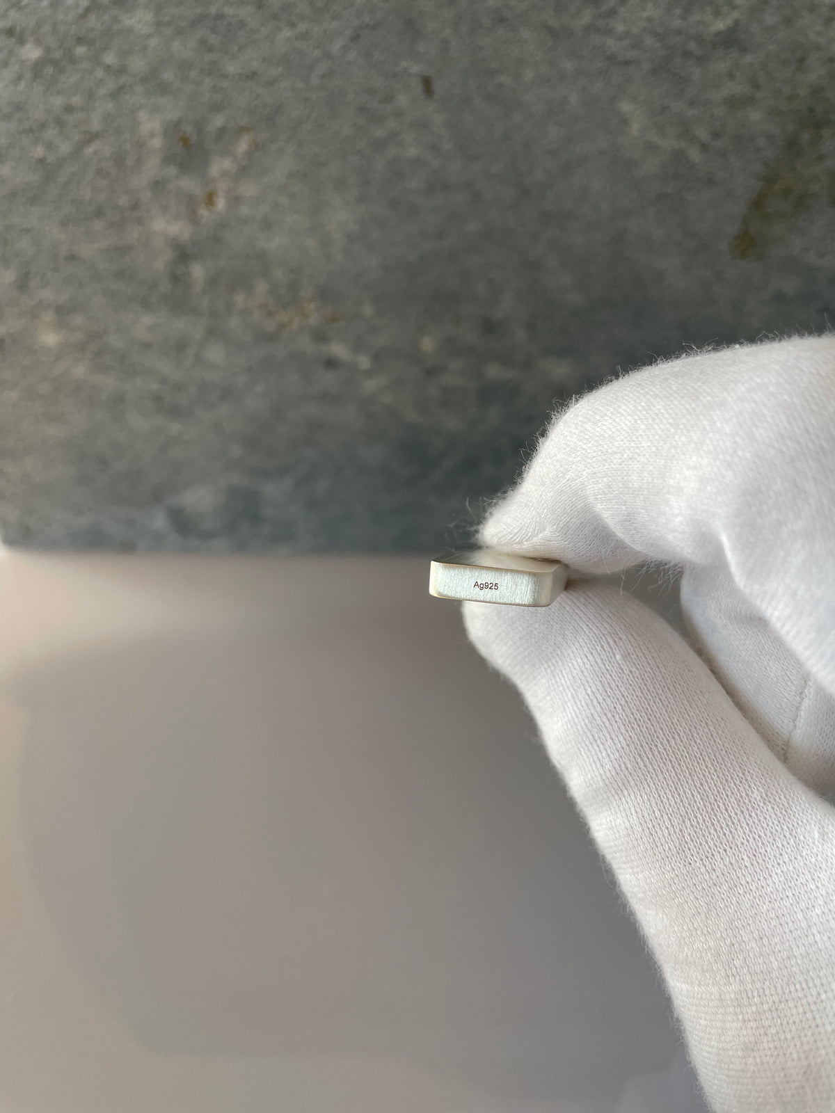 Dominostein · 925 Sterlingsilber · 29 mm · 17 g · Mattiert