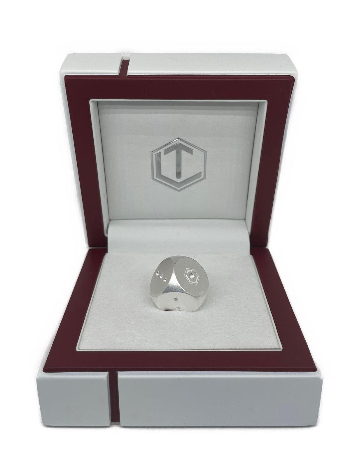 Fine Silver Dice brushed in white case - Feinsilberwürfel im Etui