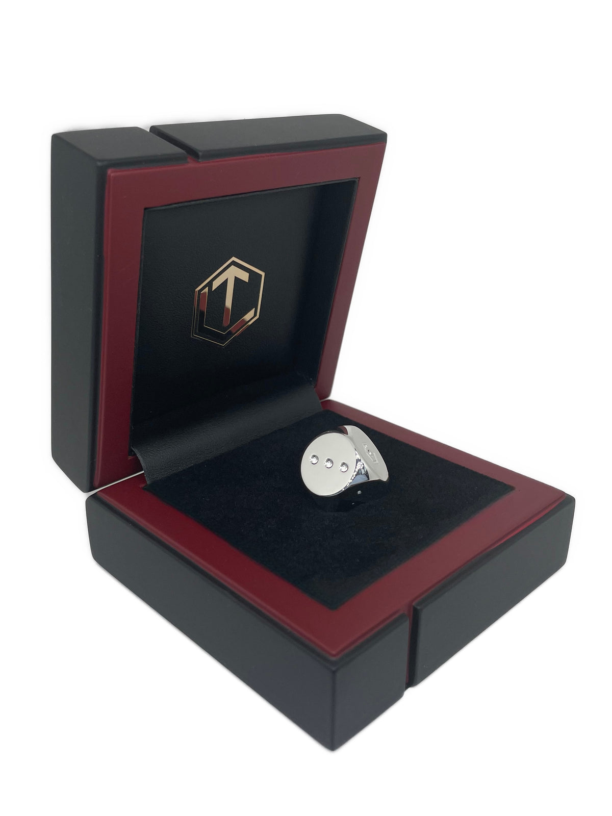 Fine Silver dice in black case right - Feinsilber Würfel im Etui rechte Ansicht