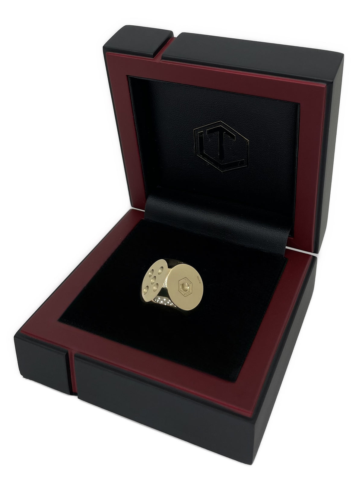 Gold Dice 18-karat solid in black Case - Goldwürfel 18 Karat massiv im Etui