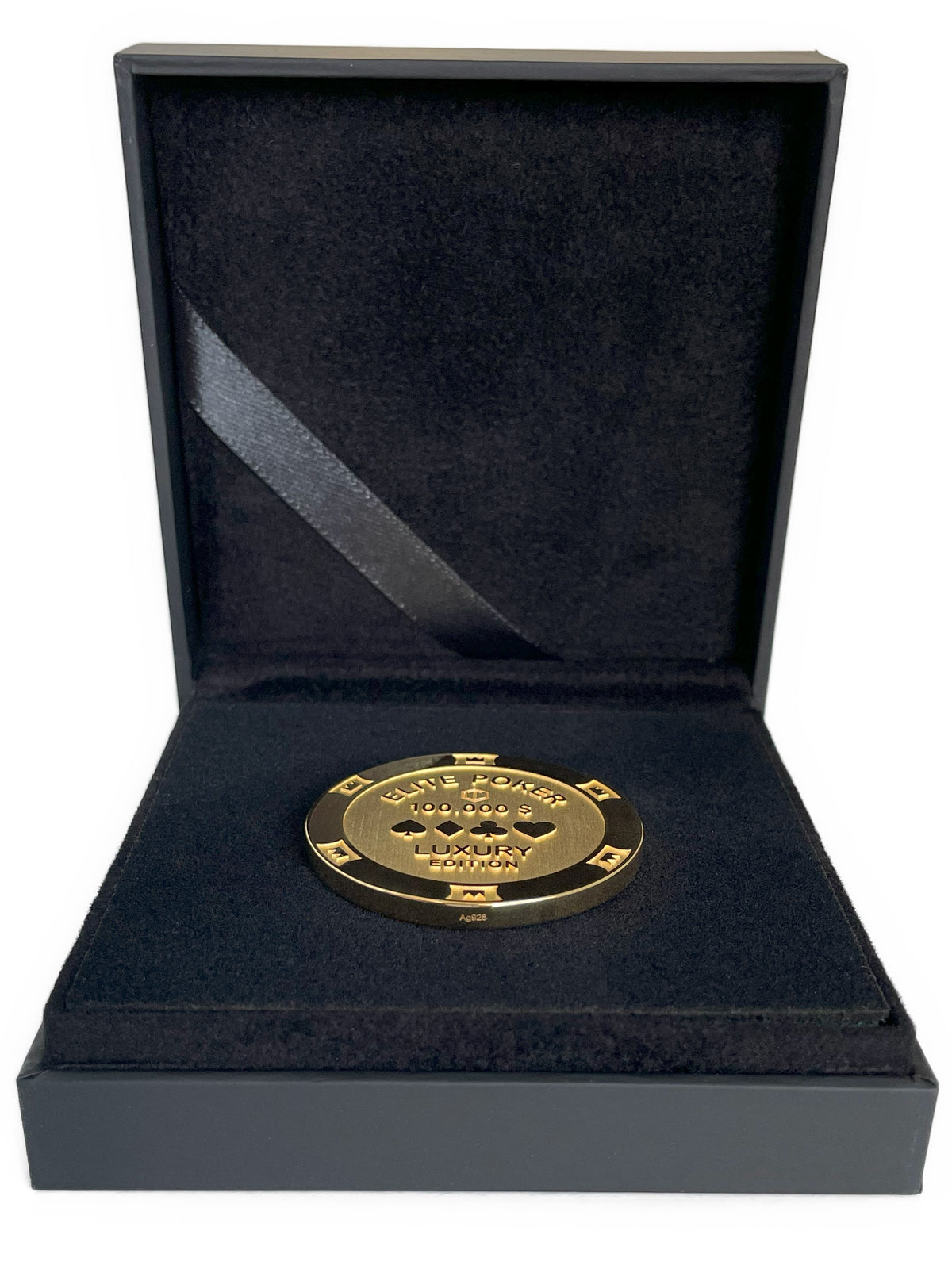 Poker Chip Silver 18-karat gold plated in Memory case - Poker Chip Silber 18 Karat vergoldet