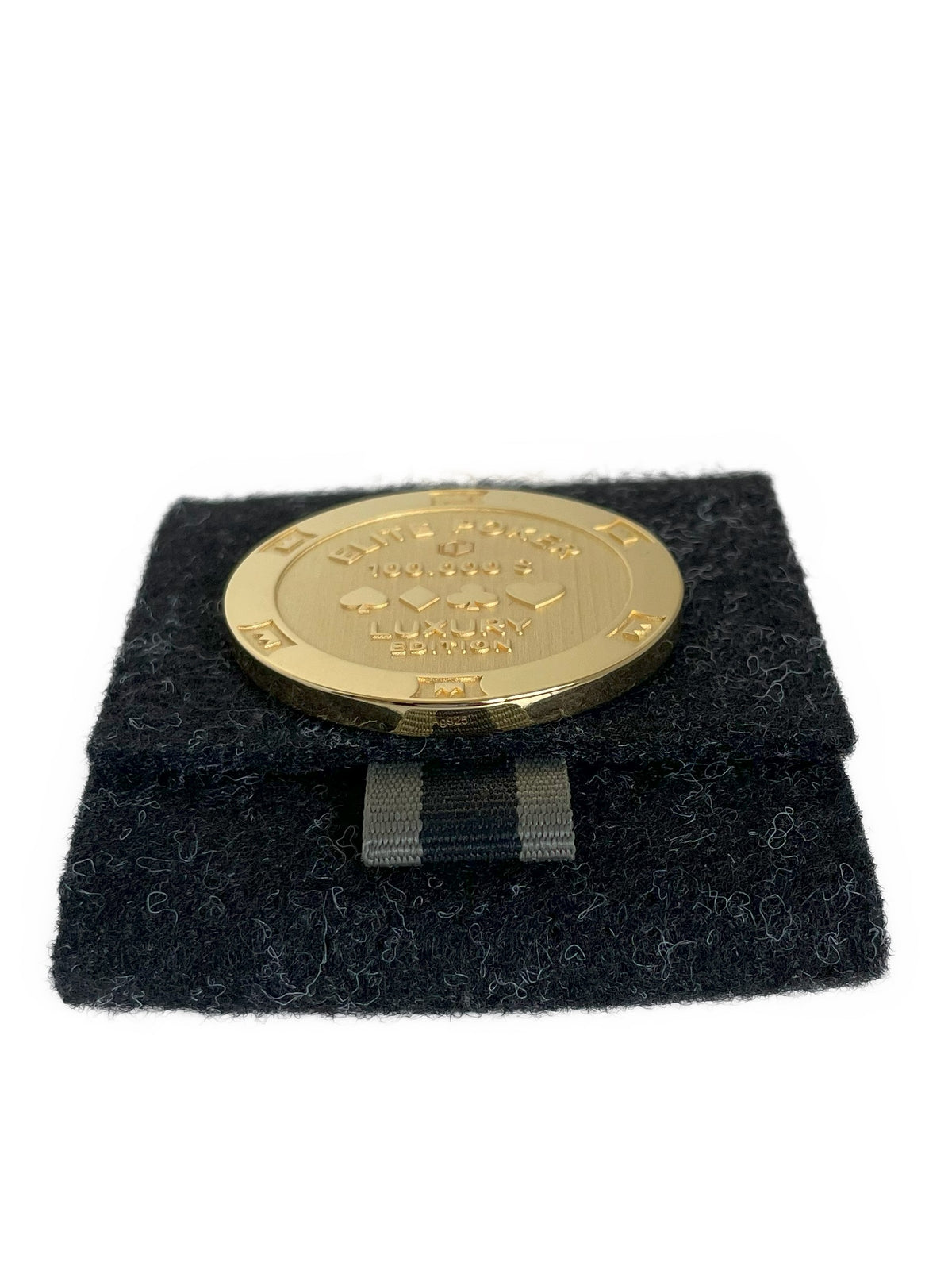 Poker Chip Silver 18-karat gold plated on Felt case front - Poker Chip Silber 18 Karat vergoldet