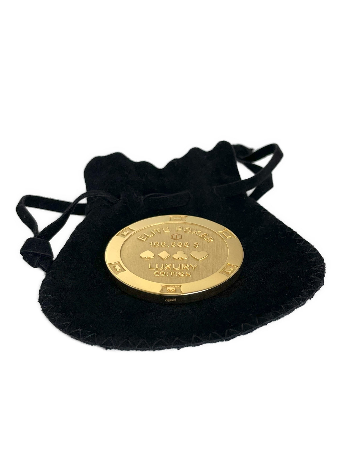 Poker Chip Silver 18-karat gold plated on velvet case - Poker Chip Silber 18 Karat vergoldet