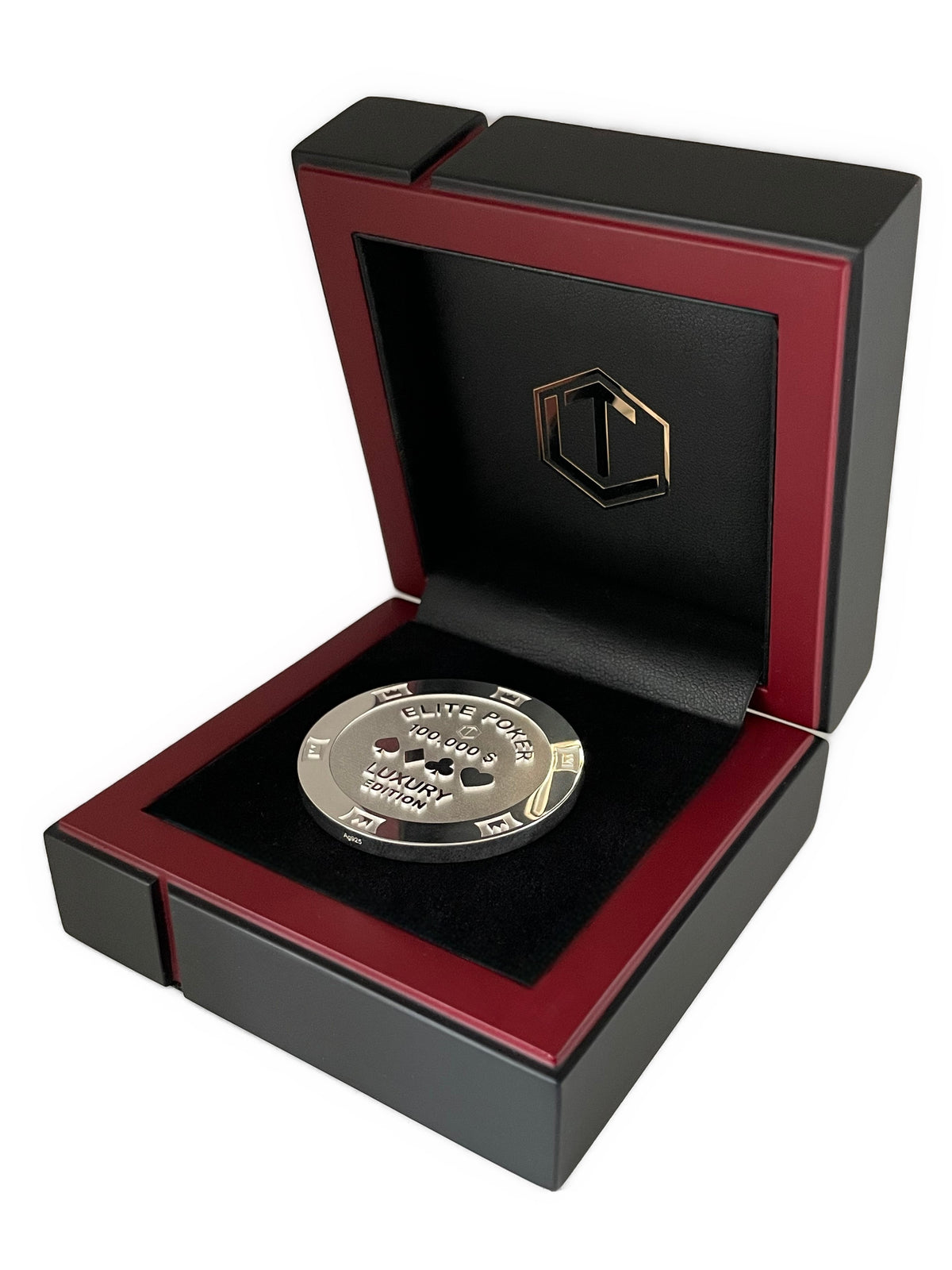 Poker Chip Sterling Silver in black Case - Pokerchip Silber im Etui