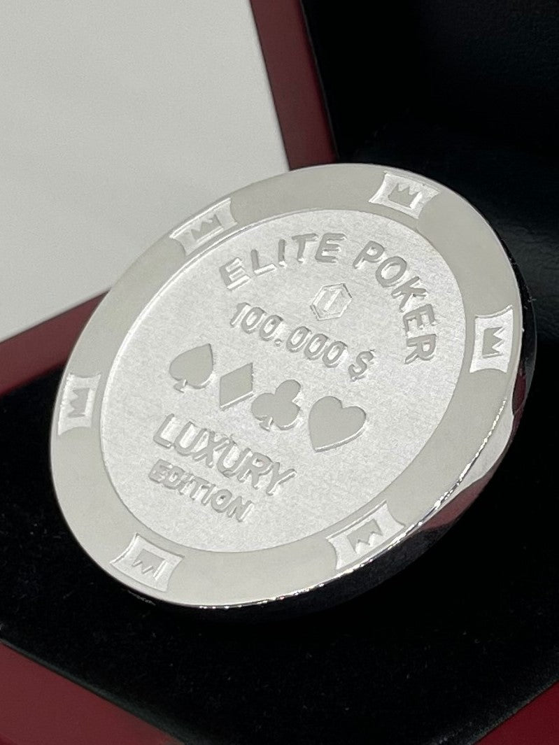 Poker Chip Sterling Silver in black Case - Pokerchip Silber im Etui
