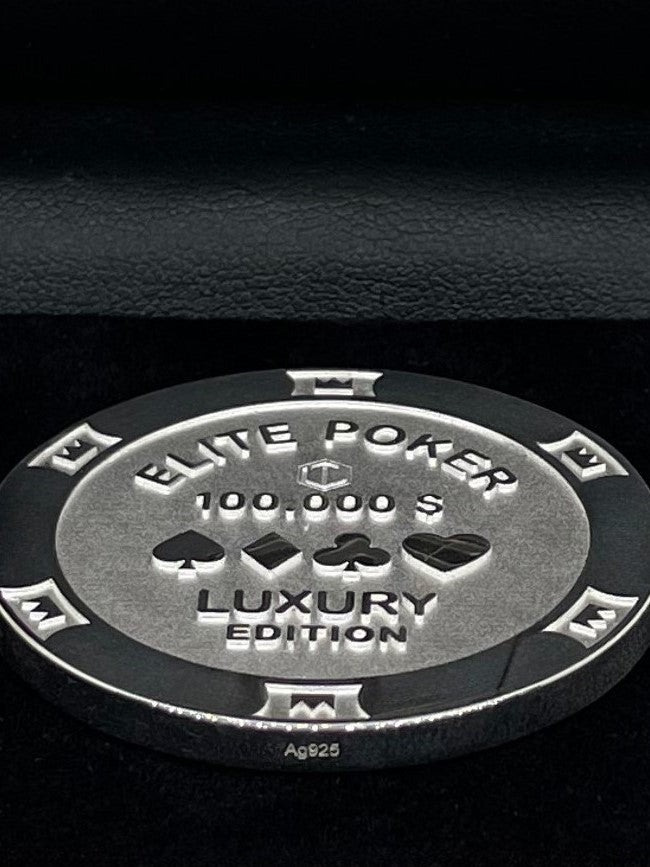Poker Chip Sterling Silver in black Case - Pokerchip Silber 