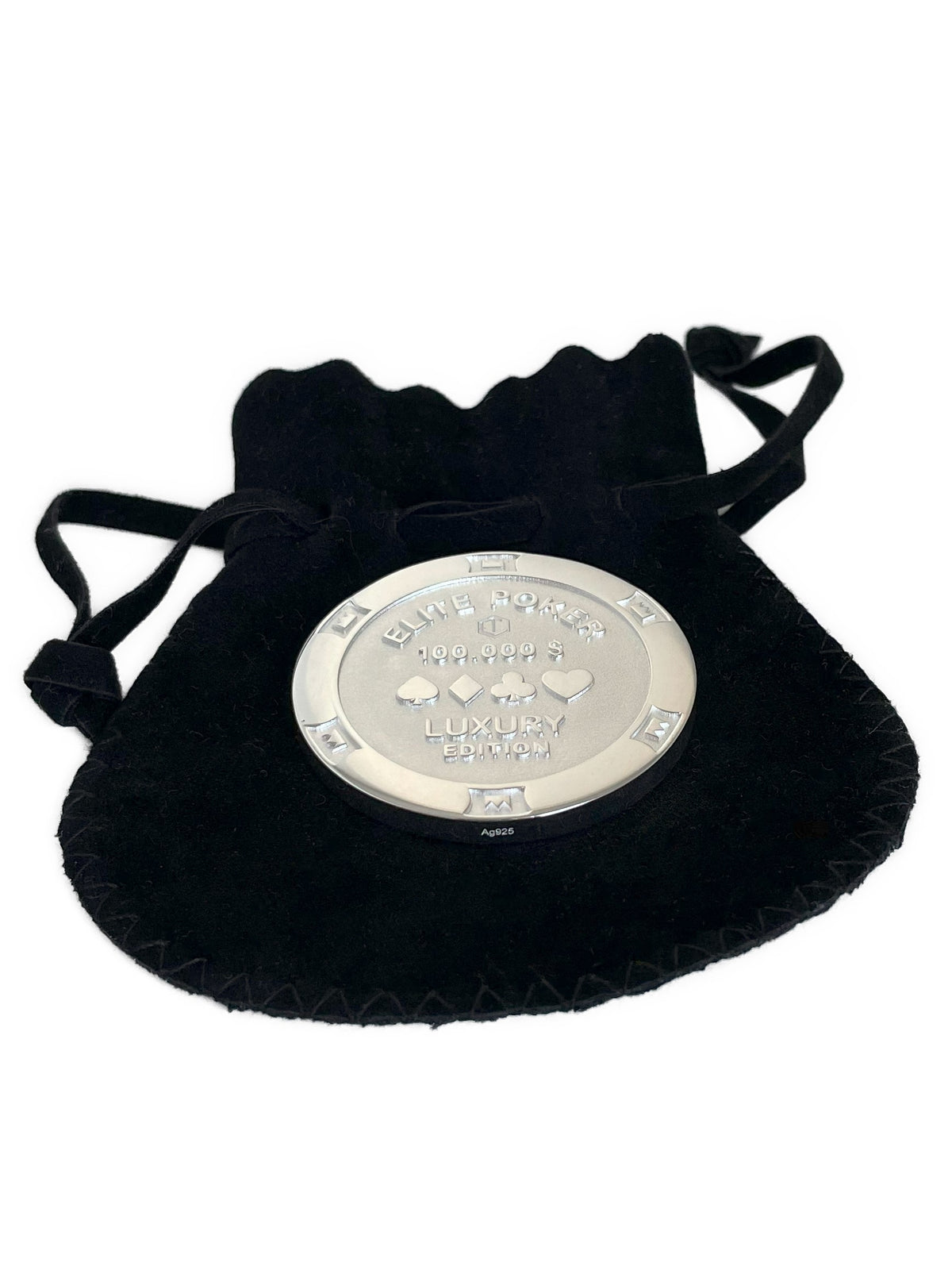 Poker Chip Sterling Silver on velvet Case - Pokerchip Silber auf Etui