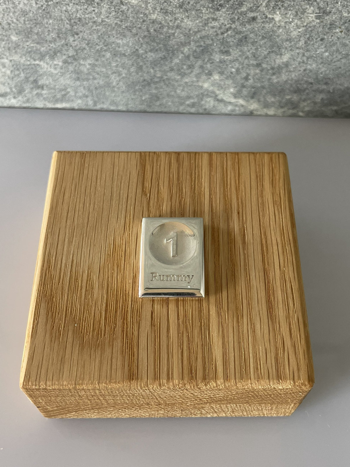 Rummy Silver on oak case