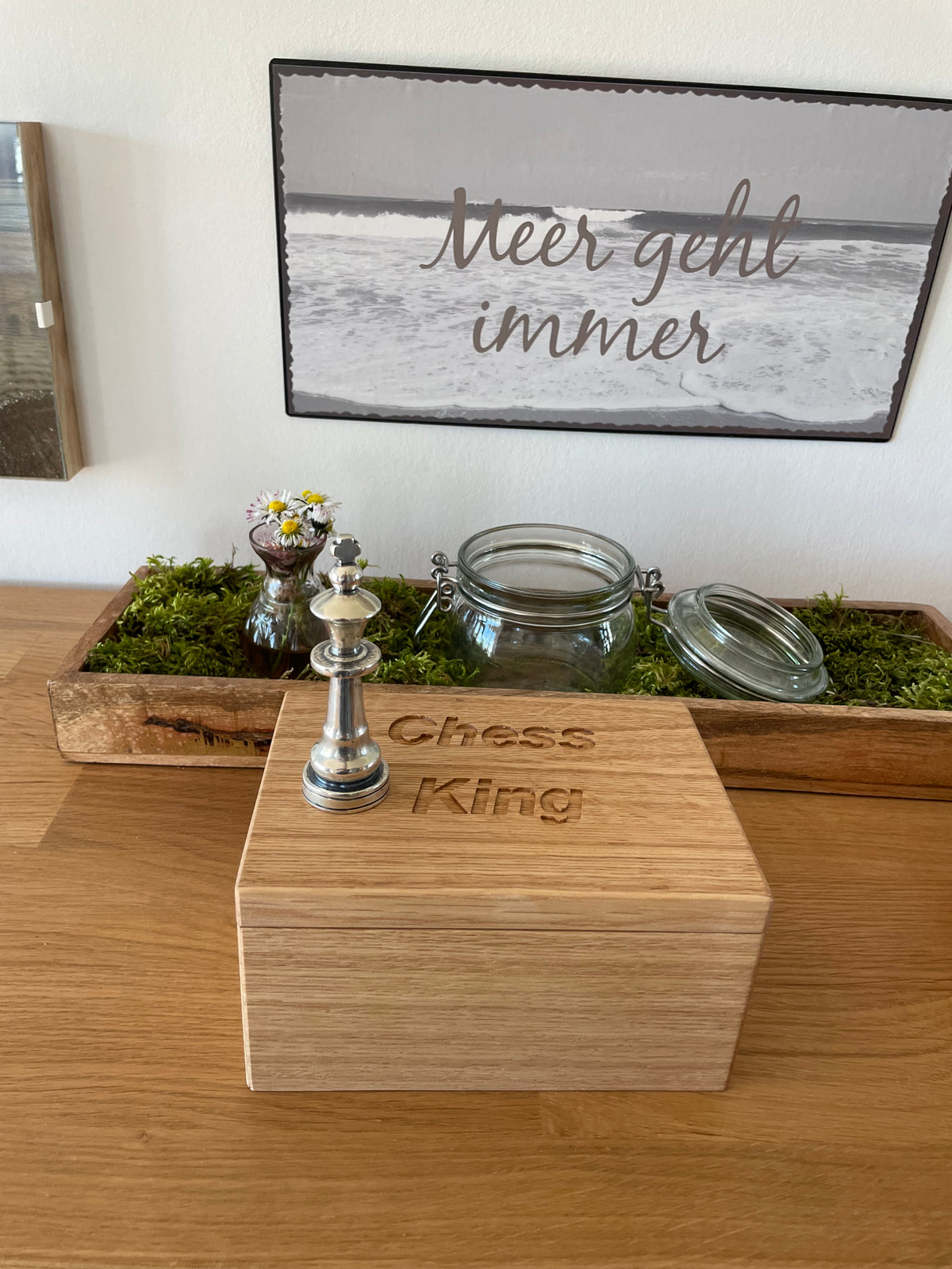 Solid Chess King Sterling Silver on case - Schachfigur König aus Sterlingsilber auf Etui