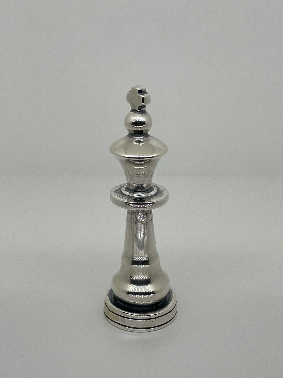 Solid Chess King Sterling Silver standing - Schachfigur König aus Silber stehend