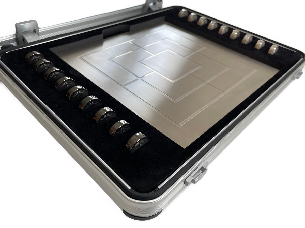 Solid Silver Board Game Nine Mens Morris Silver Black Rhodium-Plated - Mühlespiel aus Silber Rhodium im Koffer