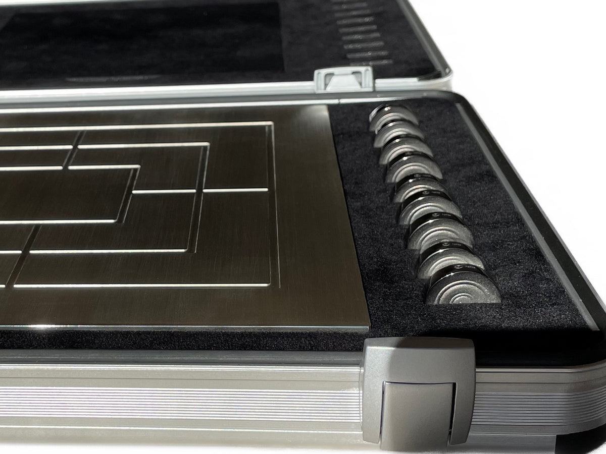 Solid Silver Board Game Nine Mens Morris Silver Black Rhodium-Plated - Mühlespiel Silber Schwarz im Koffer