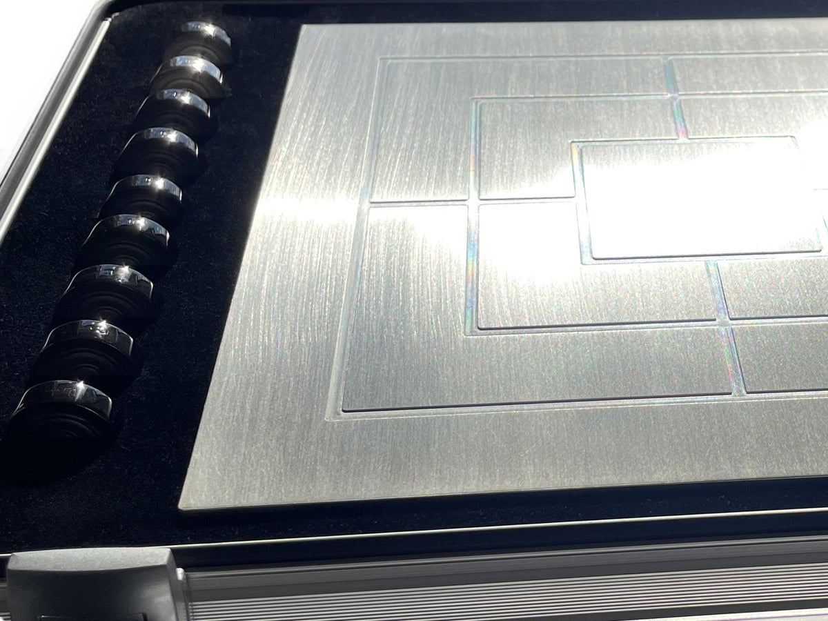 Solid Silver Board Game Nine Mens Morris Silver Black Rhodium-Plated - Mühlespiel aus Silber Rhodium im Koffer