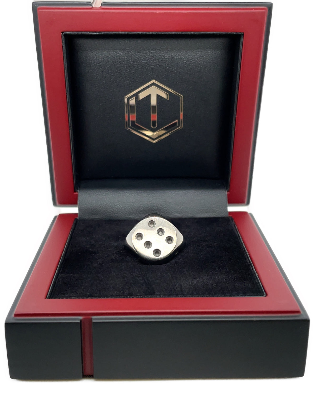 Solid Silver Dice black rhodium-plated in black case - Silberwürfel rhodieniert im Etui