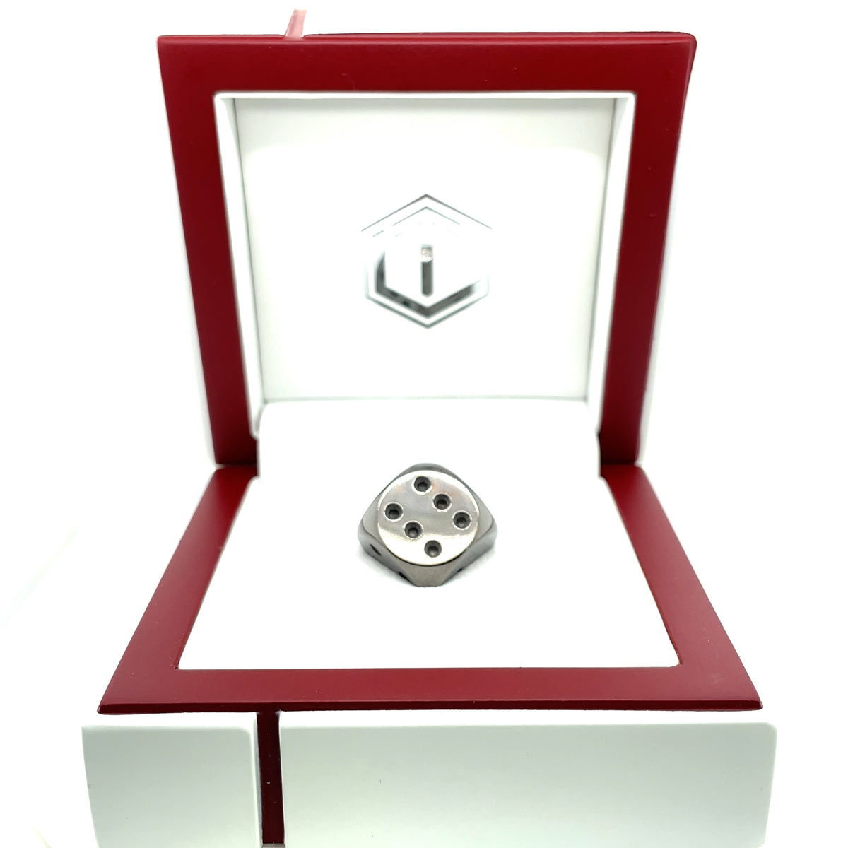 Solid Silver Dice black rhodium-plated in white case - Würfel aus Silber schwarz rhodiniert im Etui