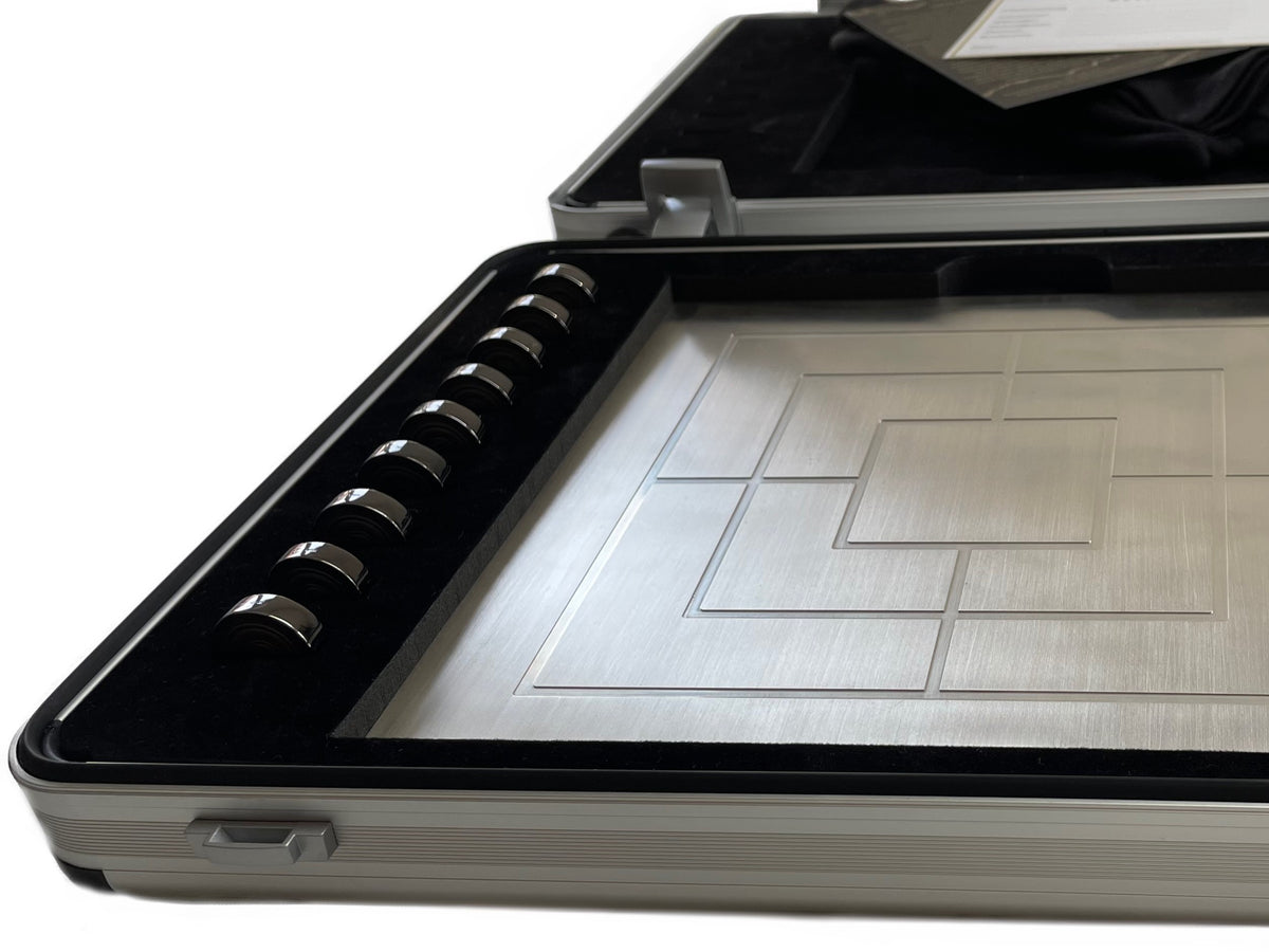 Solid Silver Nine Mens Morris Gold Rhodium plated in case - Mühlespiel aus Silber Gold Rhodium im Koffer