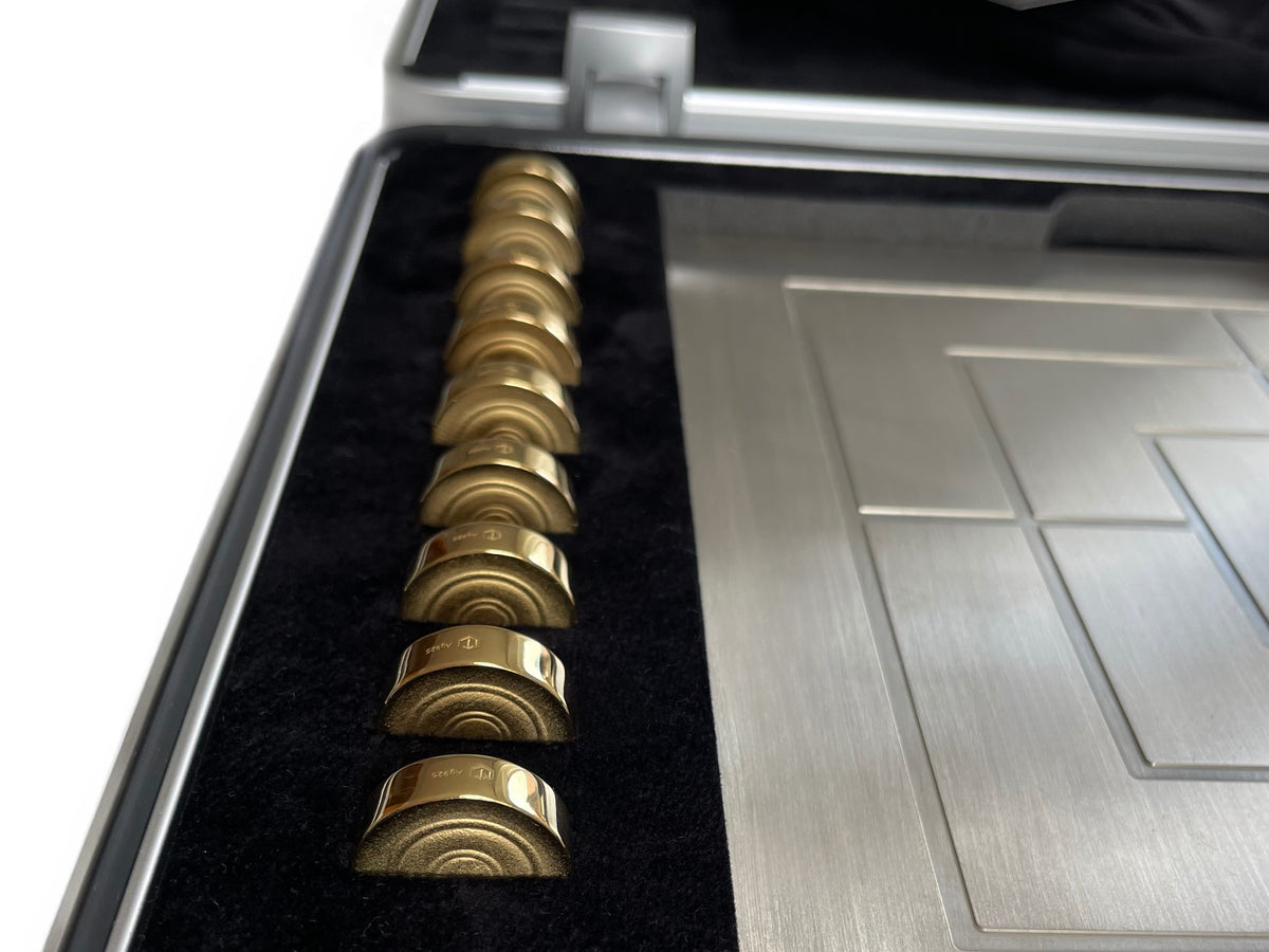 Solid Silver Nine Mens Morris Silver 18-karat Gold-plated in case - Mühlespiel Gold Silber im Koffer