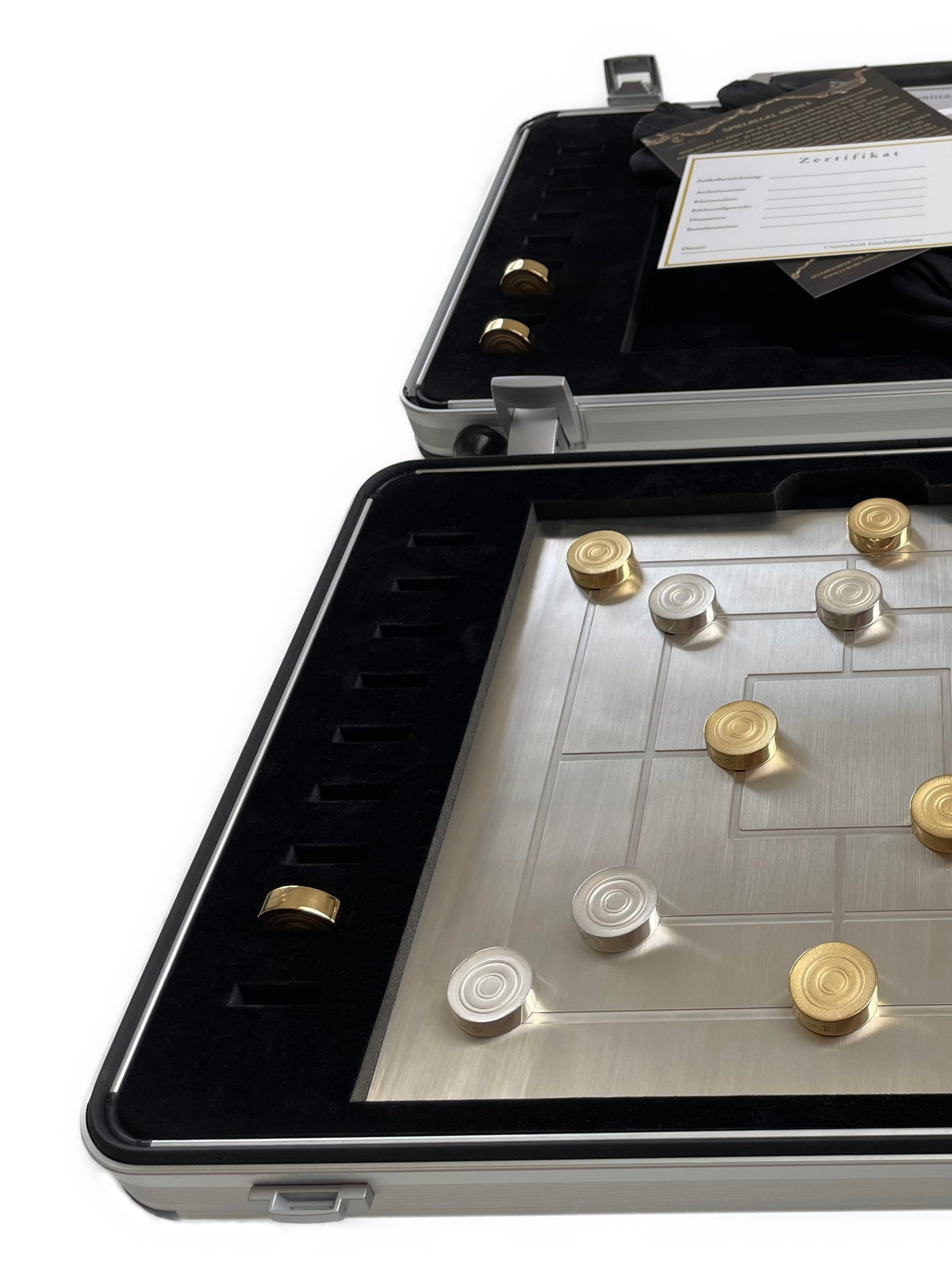 Solid Silver Nine Mens Morris Silver 18-karat Gold-plated - Mühlespiel Silber Gold Spielsituation