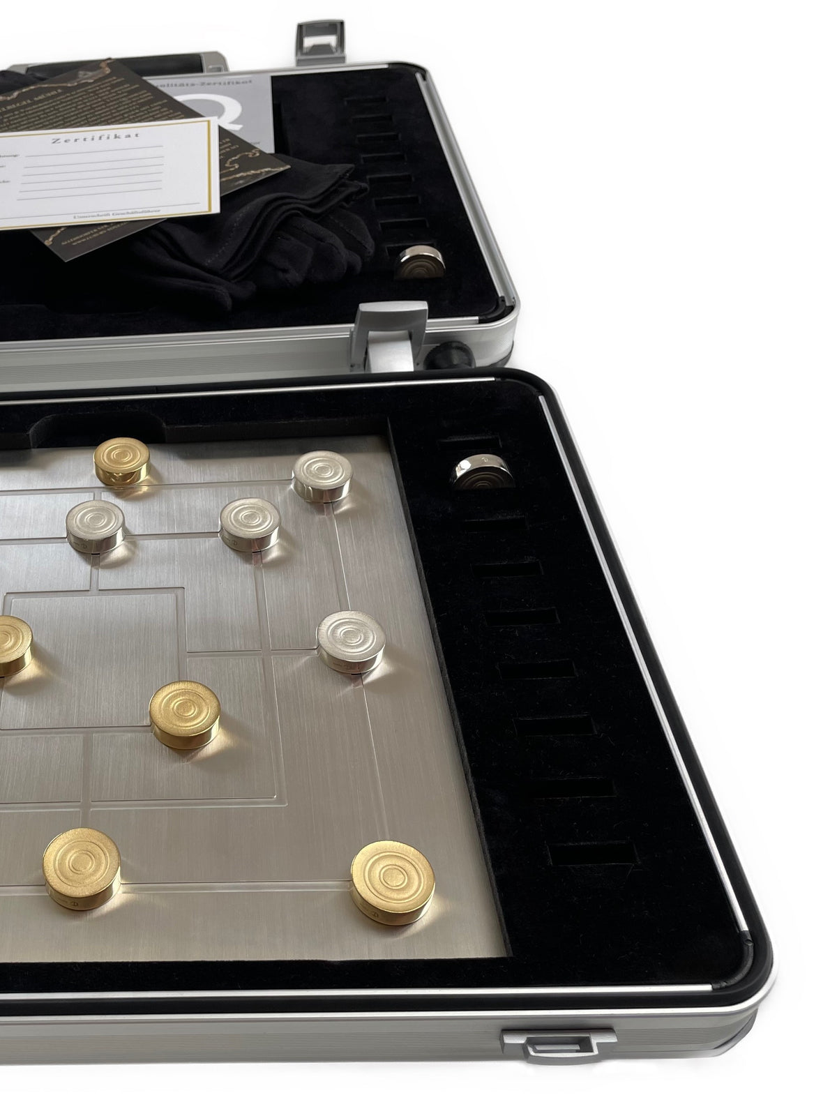 Solid Silver Nine Mens Morris Silver 18-karat Gold-plated - Mühlespiel Silber Gold Spielsituation