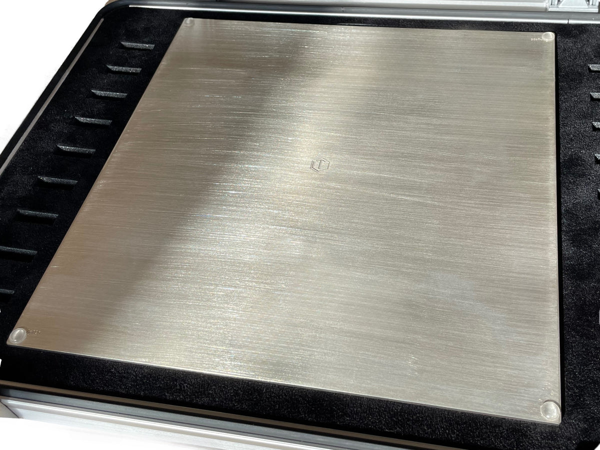 Solid Silver Nine Mens Morris Silver Board brushed - Mühlespiel Spielbrett Silber Rückseite