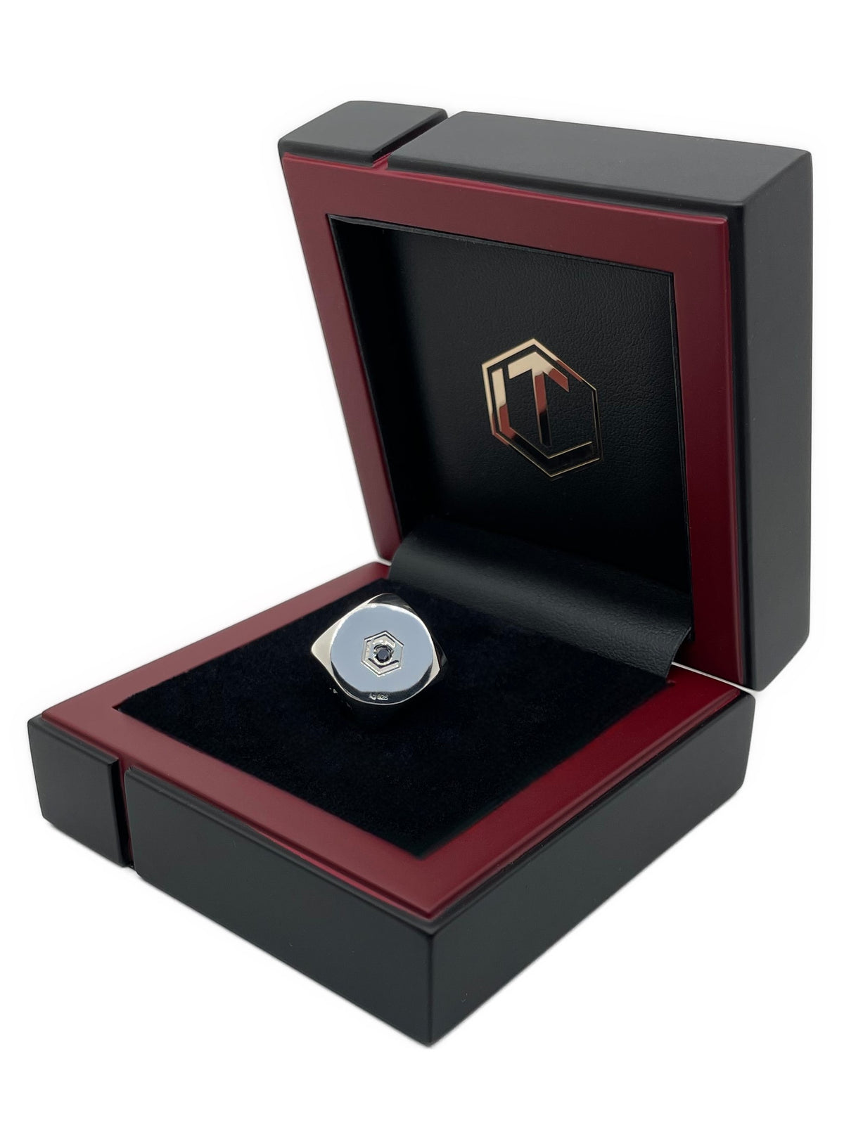 Solid Silver dice with diamonds polished in black case - Silberwürfel mit Diamanten massiv und poliert im Etui