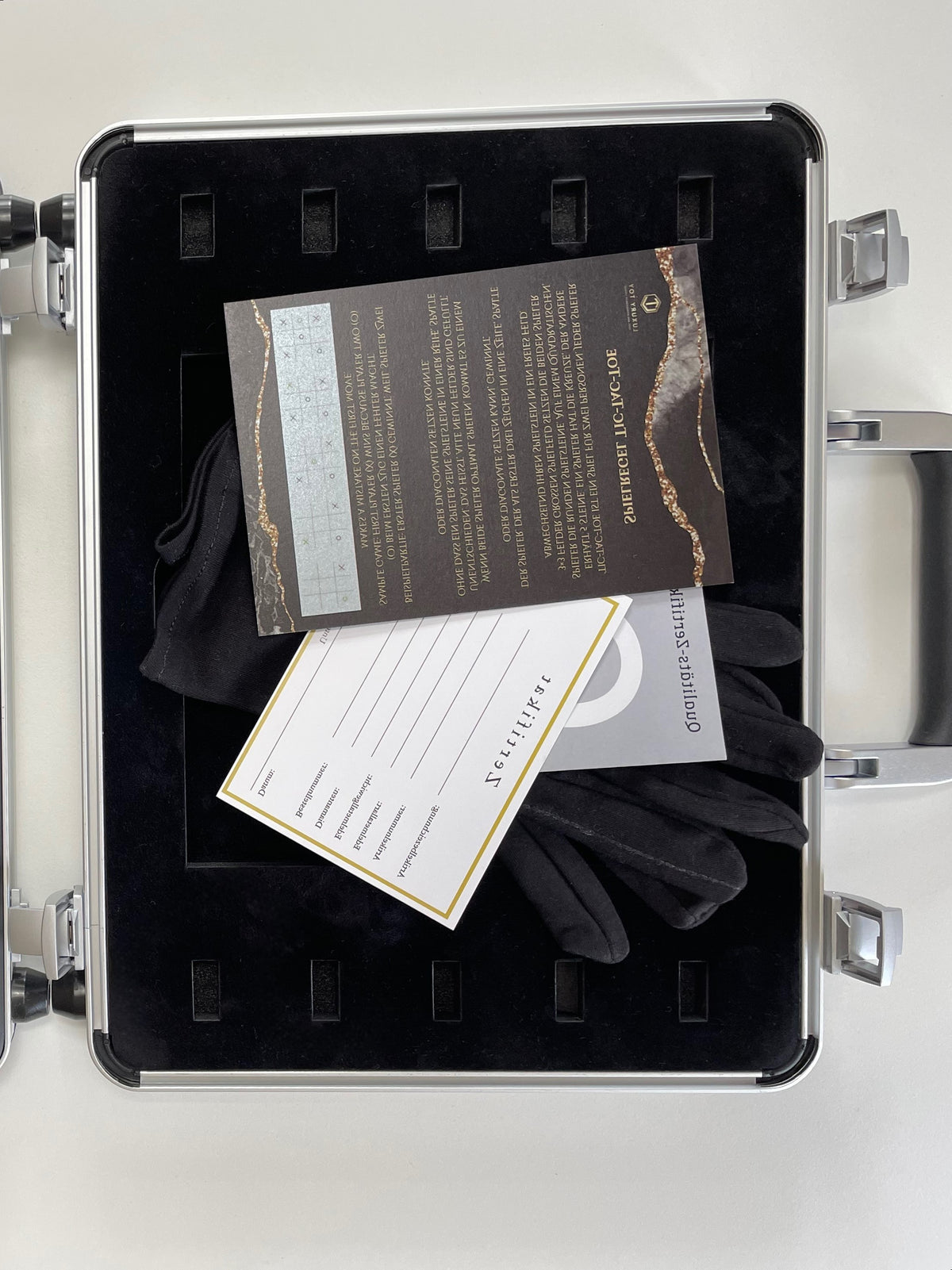 Solid Sterling Silver Tic-Tac-Toe 18k gold-plated - Spielanleitung Garantiekarte Tic-Tac-Toe