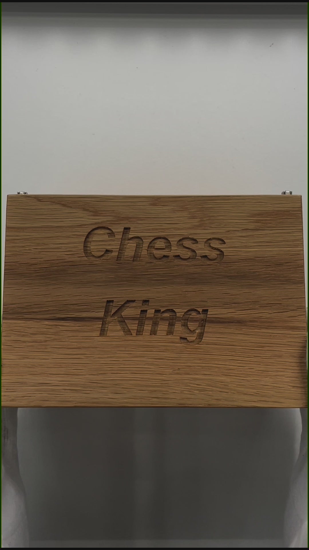 Chess King Silver in oak case
