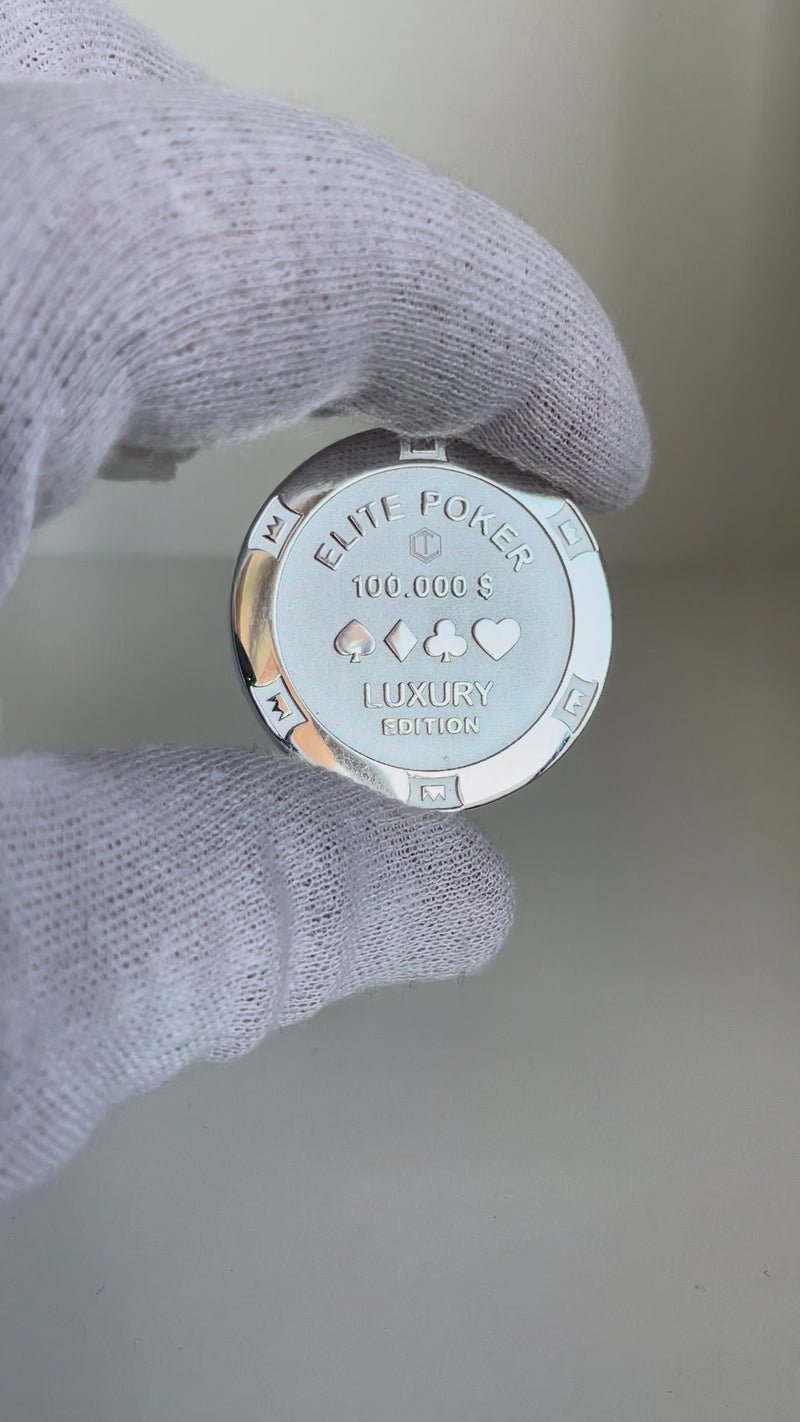 Poker Chip Silver presented in hand