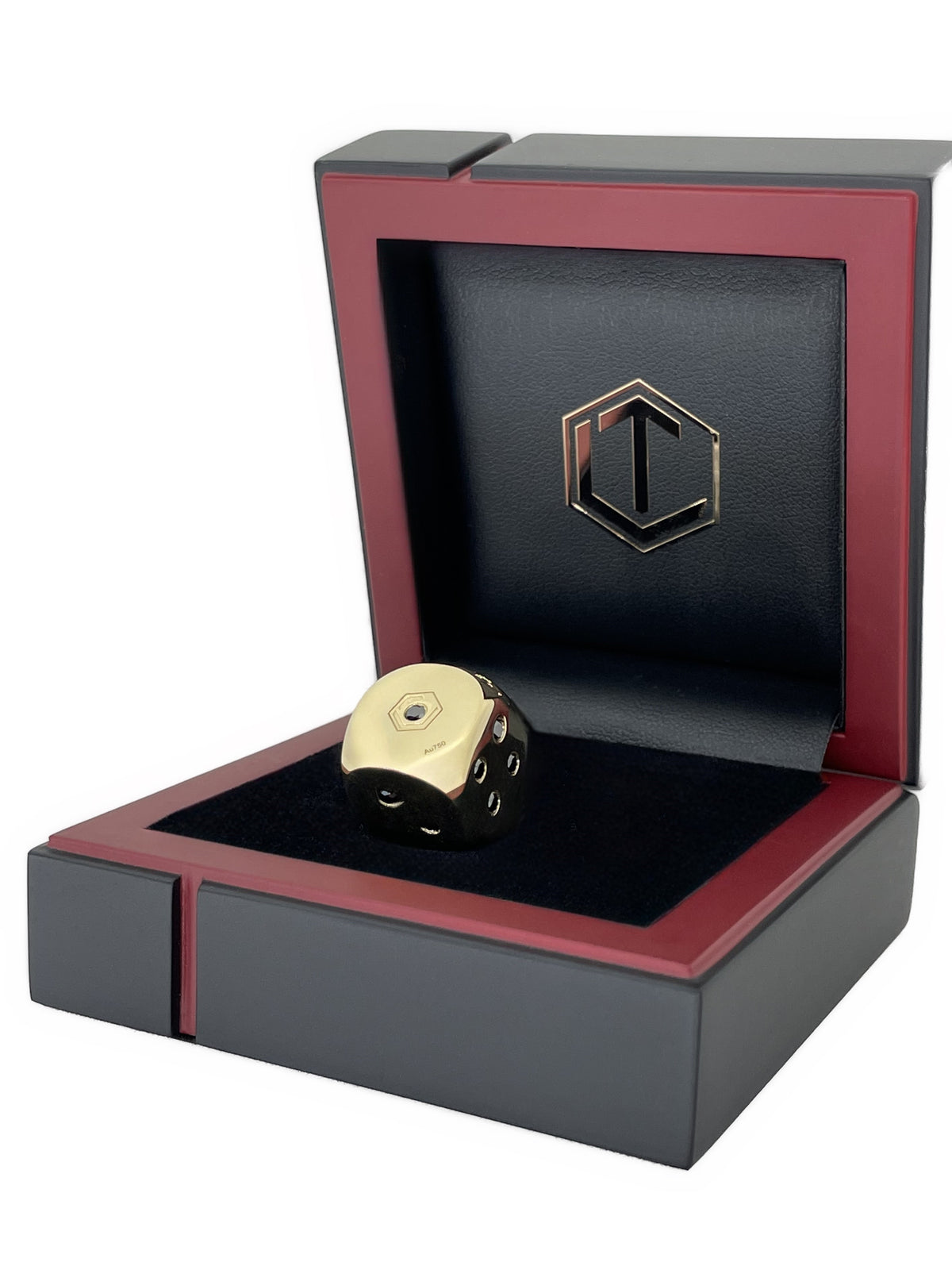 Gold Dice 18-Karat with Diamonds in Black Case - Goldwüfel mit Diamanten im schwarzen Etui