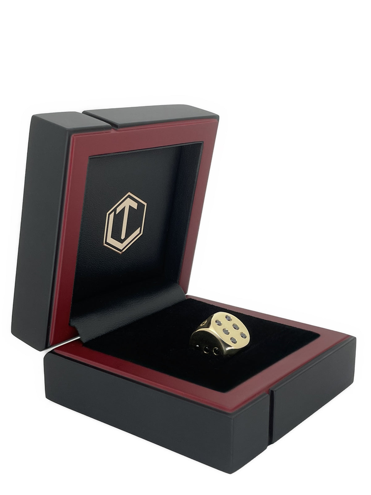 Gold Dice 18-Karat with Diamonds in black case - Goldwürfel mit Diamanten im Etui