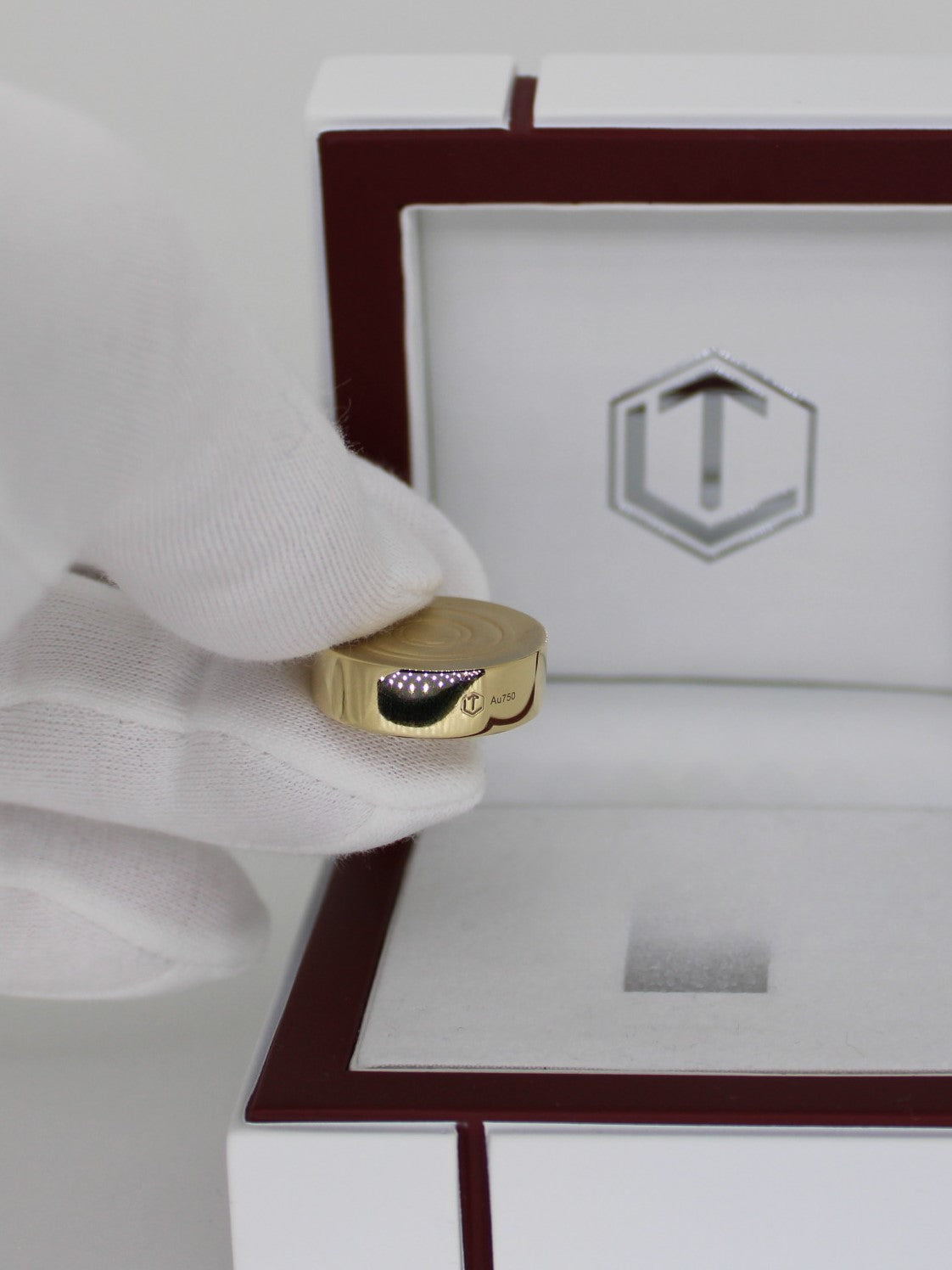 Solid 18-Karat Gold Game Piece in Fingers - Spielstein 18 Karat Gold in der Hand